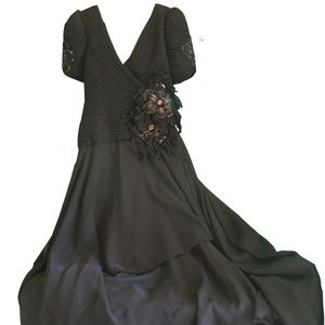 Gown, Black, Floor length, Vintage